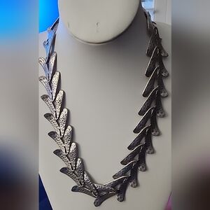 Silver Hammered Chevron Necklace